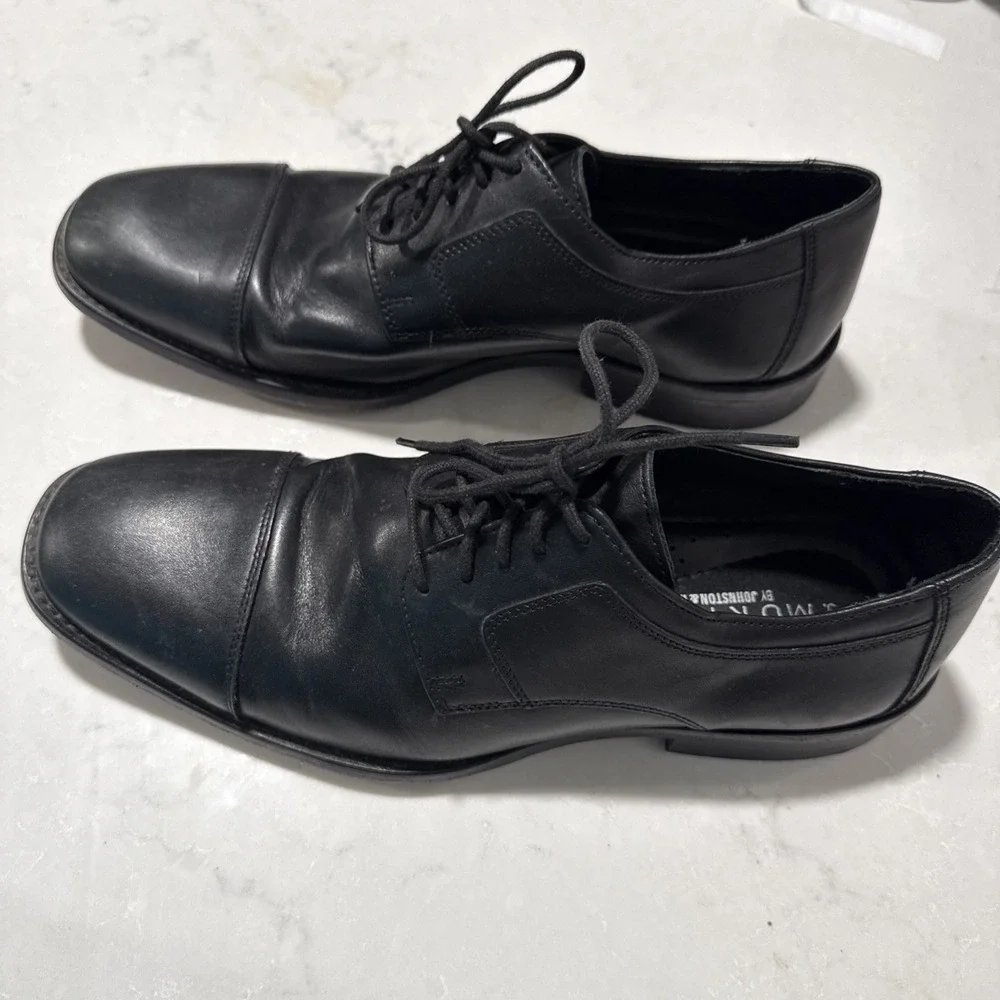Johnston & Murphy Mens Sz US 9.5 W Cap Toe Oxford Black Leather Shoes 59 -11567